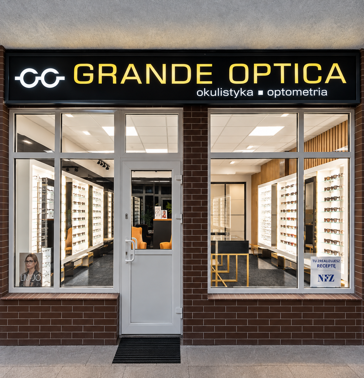 Fasada salonu Grande Optica w Kcyni